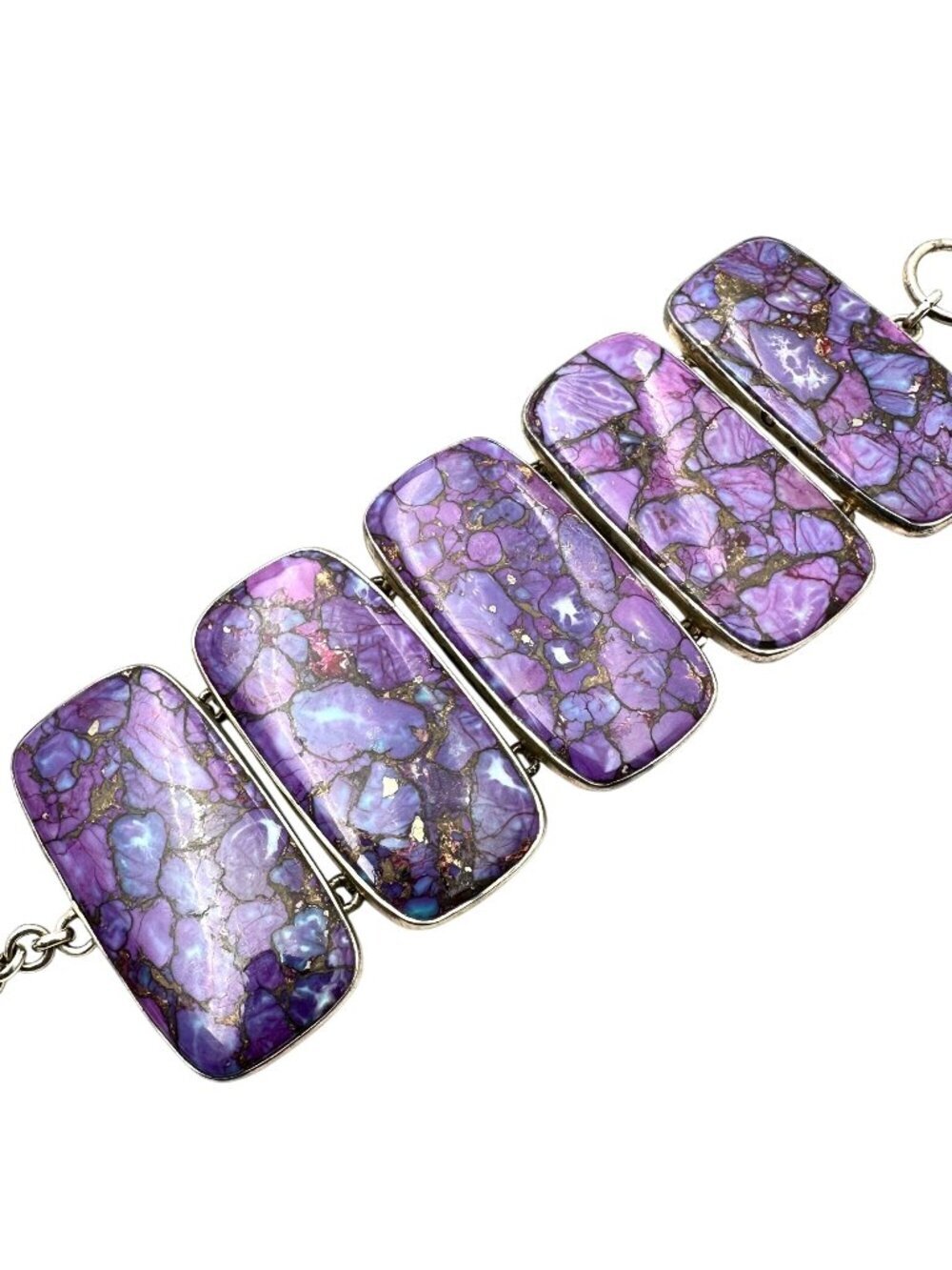 Huge Purple Mohave Turquoise Sterling Silver Bracelet 71 Grams 8 Inch
